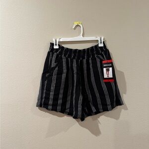 Briggs New York Women's High Waist Black and White Striped Shorts